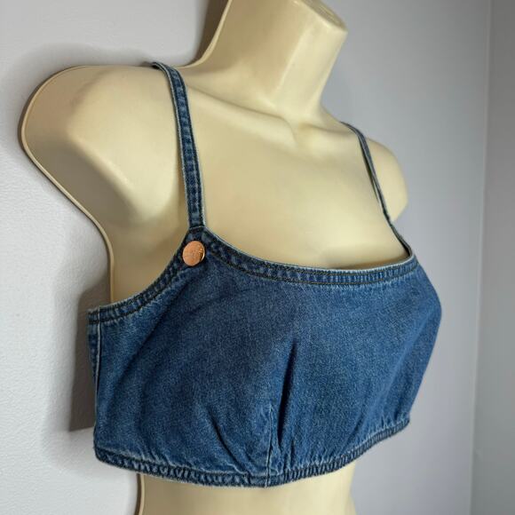 Wrangler + STAUD The Jean Cropped Denim Top Sexy Women's M New - Picture 3 of 15